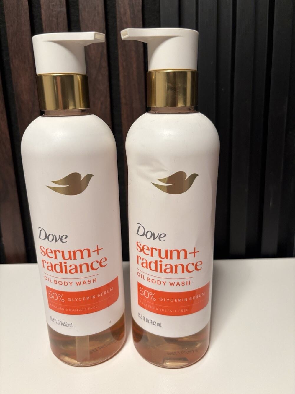 2x Dove Oil Body Wash Serum + Radiance with 50% Glycerin Serum 15.3 Fl Oz Ea New